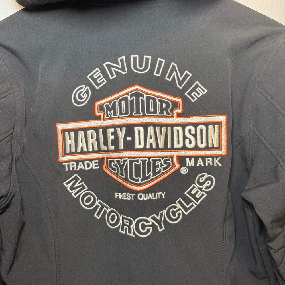 Harley Davidson Women's Black Softshell Hooded Jacket Embroidered Logo Medium - Picture 10 of 10